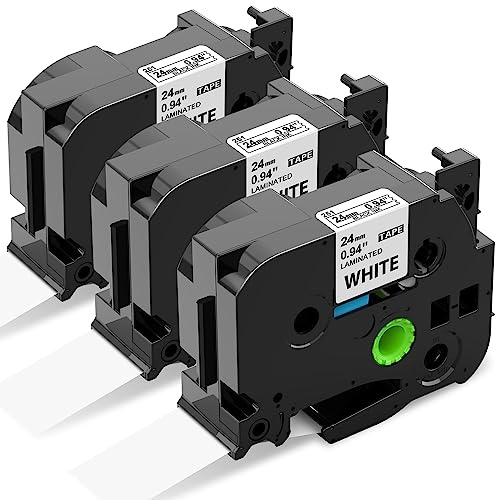 Upwinning TZE-251 Tze 24mm Kompatibel mit Brother P-Touch Bänder 24mm weiß | 24mm x 8m, Tz251 Aze 251, Kompatibel für Brother Ptouch Cube Plus D600VP P750W 2430 D610BT P710BT P700