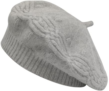 ZLYC Französische Baskenmütze, wendbar, einfarbig, Kaschmir, warme Mütze für Damen und Mädchen
