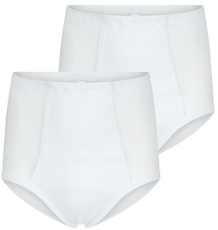 Startex/Beeren 2 Pack Taille Homme Slip Rib - XXL - Blanc, white-417, XXL