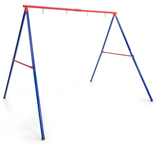 Maxmass Kids Swing Set, Metal Swing Frame with Nest Swing & Belt Swing, Outdoor Kids Swing Playset for Garden Playground (Only Swing Frame)