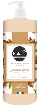 BOLDAIR - Nettoyant Mains Amande Douce - Lavage Fréquent et Régulier des Mains - 94,3% Ingrédients d'Origine Naturelle - Fabrication Française - Flacon Pompe 500 ml