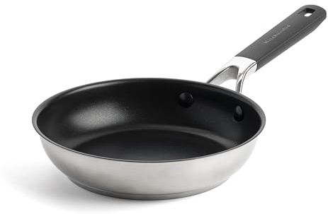 Kitchenaid Edelstahl-Bratpfanne 20 cm - Robuste 3-Schicht-Konstruktion für perfekte Hitzeverteilung - Induktionsgeeignet und backofenfest - Ergonomischer Stay-Cool-Griff für maximalen Komfort