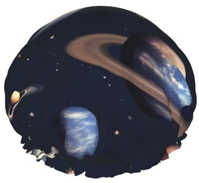 Bonnet de douche doux et exquis imprimé planète étoiles et galaxie voie lactée pour femmes, léger, Double imperméabilité, cheveux longs