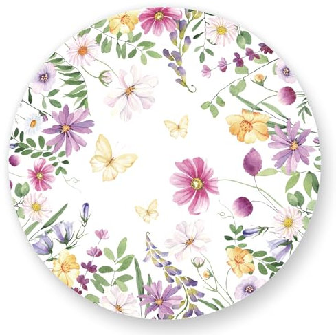 JarThenaAMCS Lot de 50 feuilles de napperon ronds en papier pour table de fête de printemps, 33 cm