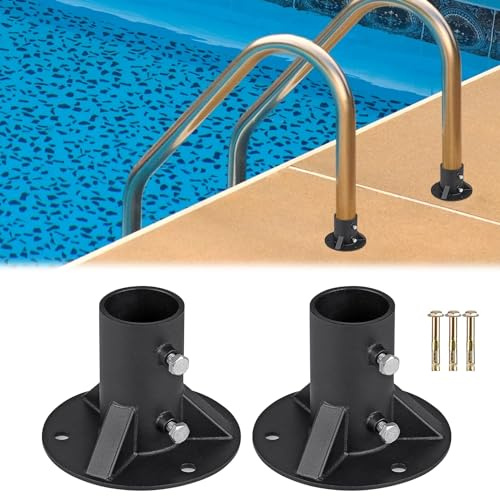 Edelstahl Flansch Poolleiter Montageset,Einbauflansch für Oberirdische Pool Leitertreppen,Zubehör für Poolleiterstufen,für Rundrohr Rohr Geländer Befestigung Wand Boden Poolleiter Halterung (2*52mm)