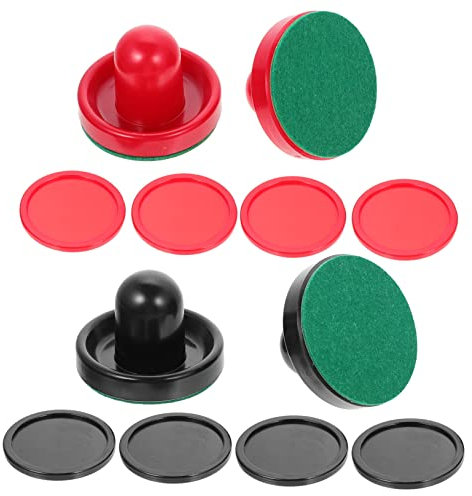 HANABASS 1satz Air Hockey Paddles Tisch Zubehör Mit Schlägern Filzunterlagen Und Pucks Für Luft-Hockey-Table Spiele Langlebig Für Stundenlangen Spaß Geeignet