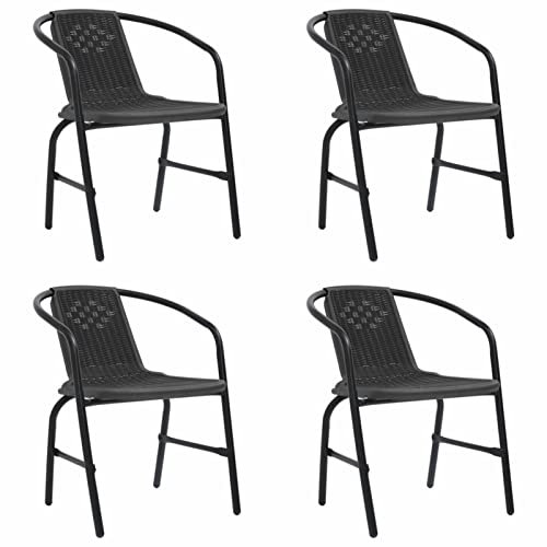 Bulliing Gartenstühle Stapelstuhl Garten 4 STK. Rattan-Optik Kunststoff und Stahl 110 kg