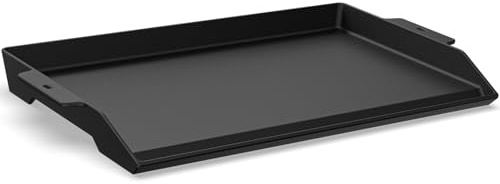Updated Cast Iron Griddle for Gas Grill, 23 x 16 Large Matte Porcelain Enamel Griddle for Gas & Charcoal Grills, Universal Flat Top Plate with Extra High Sidewalls for Camping, Tailgating, Parties