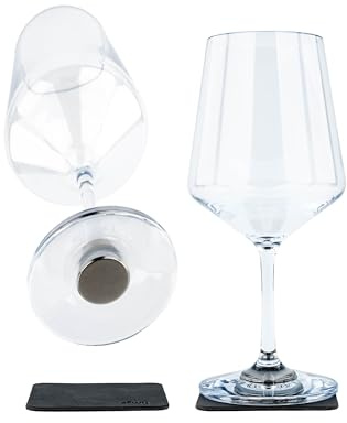 silwy® HIGH-TECH Magnet-Kunststoffgläser WEIN CLASSIC inkl. Metall-Nano-Gel-Pads - perfekt für Camping, Caravaning and Boating (Wein // 0,5 l // 2er Set)