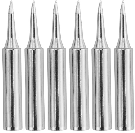 Lot de 6 pannes à souder de rechange en alliage - Pointes de fer à souder - Pour réparation électronique, bricolage, soudure, stations de soudage (argenté)