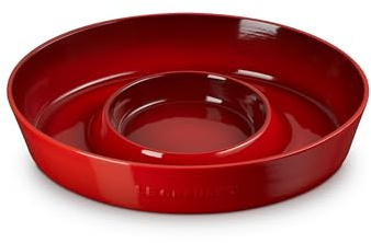 Le Creuset Stoneware Signature Oval Chip and Dip Platter, 13, Cerise