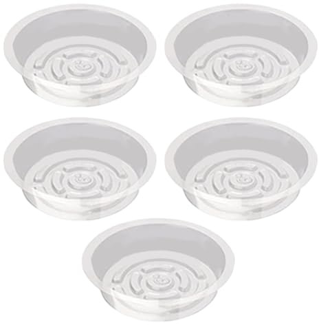 Platillo transparente para macetas, plato profundo para plantas, bandeja para macetas, juego de 5 platos para macetas para exteriores e interiores, atrapador de agua compacto transparente para flores