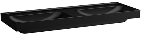 LAUFEN Meda Doppelwaschtisch, unterbaufähig, 1300x460mm, ohne Hahnloch, ohne Überlauf, H8141127161121, Farbe: Schwarz Matt