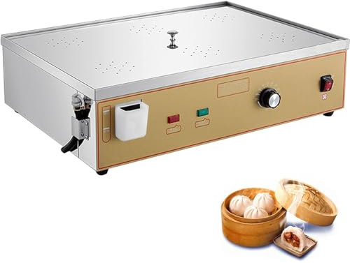 JJENXYYDS Machine à Petits Pains à la Vapeur,Cuiseur À Vapeur Électrique Commercial,Chauffage par Tube en U en Acier Inoxydable,avec Alarme D'ébullition À Sec,pour Boulettes De Petits Pains,Six-Hole