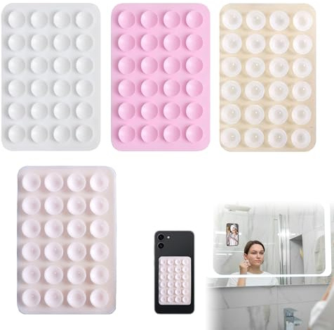 4PCS Silicone Suction Phone Case Mount (Transparent White Pink Light Pink)