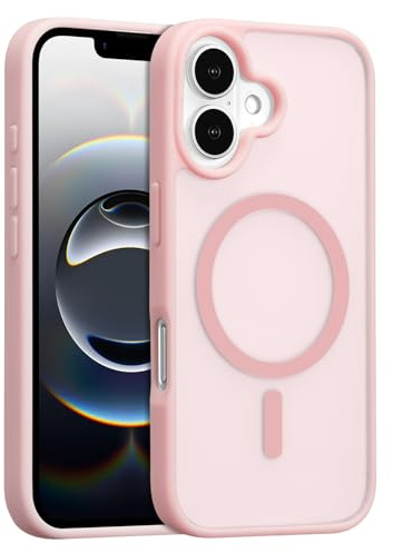 RALEAVO Magnetisch Hülle für iPhone 16 Stoßfest für MagSafe, Rosa | Für iPhone 16 Kompatibel mit MagSafe Magnetisch Hülle, Transluzente Matt Stoßfest Schutz Dünn Hülle