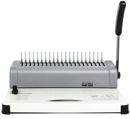 Spiralbindemaschine mit verstellbaren Lochrändern, 12 Blatt Kapazität, inklusive Konfettibox und Metallkammplatte, ideal für Zuhause und Büro
