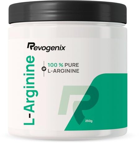 L-Arginine 3000 mg | Poudre Pure Vegan | 83 Portions | Congestion Musculaire, Force et Endurance | Pre-Workout Précurseur d’Oxyde Nitrique | Circulation Sanguine & Performances | 250g | Revogenix