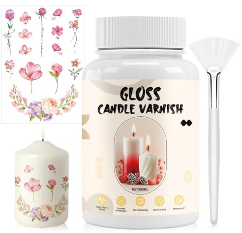 WEILAOK Kerzenlack, Kerzenlack für Wasserschiebefolie, Kerzenlack zum Versiegeln, DIY Kerzentattoos, Schützt, Veredelt und Fixiert Ihre Kreativen Kerzenideen, Einfach Aufzutragen-150ml