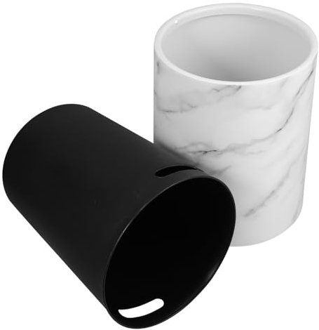 VALICLUD Cubo de Basura de Baño Patrón de Mármol Blanco, Capacidad 12l, sin Tapa, Diseño Redondo de Pp para Cocina y Oficina Moderna