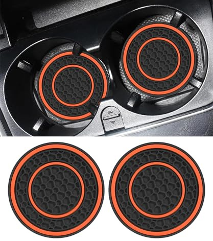 Xibao 2PCS Posavasos Coche,Posavasos para Portavasos,Montaña Rusa de la Copa de Coches,Antideslizante de Silicona Portavasos Coche,Adecuado para la Mayoría de los Autos,SUV (Negro&Naranja)