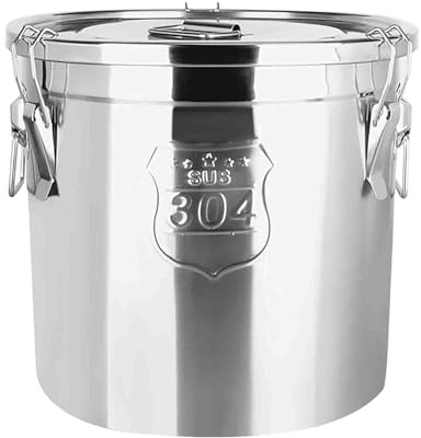 Secchio ermetico in Acciaio Inox con Coperchio, Contenitori per la conservazione degli Alimenti, per conservare Vari Alimenti secchi/umidi, Riso, Farina e Cereali,001,6L
