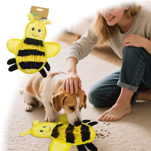 Generisch Hund Schnüffelteppich, Interaktives Haustier-Futterspielzeug, Tragbarer Leckerli-Spender für Welpen und Erwachsene Hunde, Ideal für Zuhause, Reisen, Geistige Stimulation (Hellgelb)