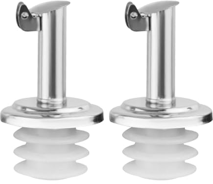 Durlo 2 Tapones Vertedores De Botellas De Acero Inoxidable Para Aceite Y Vinagre, Con Tapa Antipolvo Para Botellas De Aceite De Oliva, Jarabe Y Vinagre.