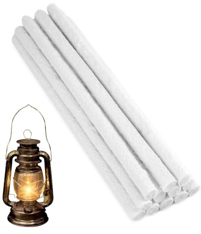 10 Stück Dochte Fiberglas ersatz 25cm × 12,7mm Glasfaserdocht für Öllampen | Wiederverwendbare, Weiß Ersatzdochte aus Fiberglas für Wachsfresser und Fackeln, Rauchfrei und Gleichmäßige Verbrennung
