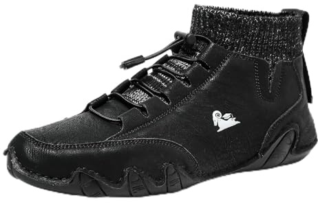 AONEGOLD Barfotaskor vinter män kvinnor bekväma ergonomiska ankelstövlar halkfria vattentäta vandringsskor utomhus varma fodrade barfota skor Magic Sticker Sneaker storlek 36–48, C8007m svart, 43 EU