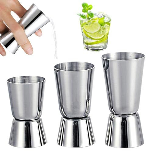 3 Pièces Doseur Cocktail,Cocktail Jigger-Acier Inoxydable,Doseur Alcool,Verre Doseur Cocktail,Doseur À Alcool Double,30 Ml,40 Ml,50 Ml,Mesure De Bar,Barman Professionnel,Pour Bar,Fête,Vin,Cocktail