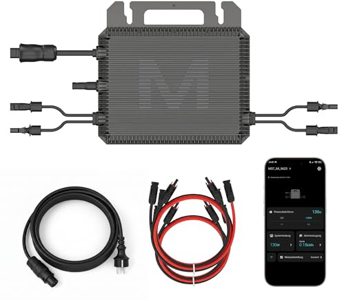 MARSTEK Mikro-Wechselrichter 800 W MST-MI0800 für Balkonkraftwerk, IP67 wetterfest, Plug&Play Installation, 2 MPPT, Bluetooth WiFi, inkl. 5m Anschlusskabel, 4X 1m Solar-Verlängerungen, Micro Inverter