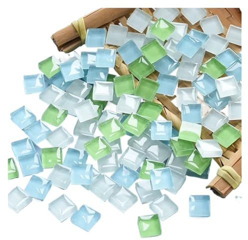 Selbstklebende Mosaikfliesen 300 g/10,58 oz (ca. Stück) 1 cm große quadratische Glasmosaikfliesen, DIY-Mosaik-Bastelmaterialien for Kinder, handgefertigte Mosaiksteine(Color 7)