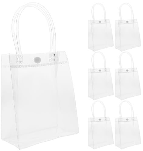 INOOMP Durchsichtige Tragetaschen Elegante und Einfache Handtaschen Praktische Geschenkverpackungstaschen 10 Stück aus Pvc mit Griffdesign für Boutique und Feierlichkeiten