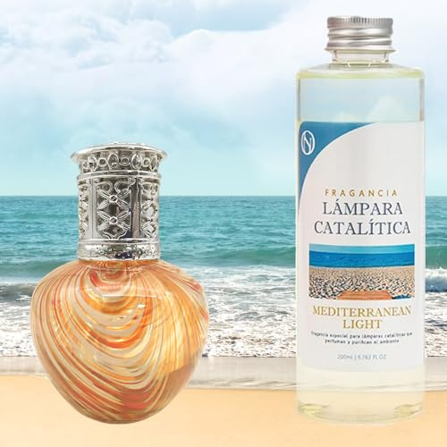 Pack Ahorro Lámpara Catalítica Orange Waves + Fragancia Aroma Mediterranean 500ml. Elimina malos olores e impurezas, perfuma y limpia.