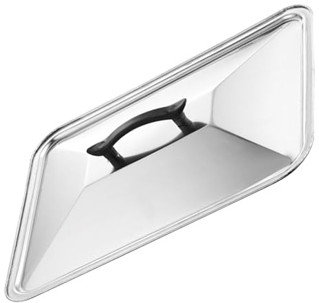 Tapa Rectangular de Acero Inoxidable para Rociar 15,4x11,4 | Plata, Apta para Bandejas Profundas y Bandejas de Horno, para Vapor, Fritura y Uso en Cocina