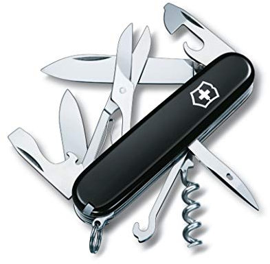 Victorinox Climber Couteau de Poche Suisse, Léger, Multitool, 14 Fonctions, Tire Bouchon, Lame, Ouvre Boite, Noir