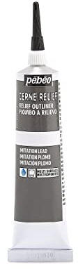 Pebeo Cerne Relief Tube de Peinture Effet Relief sur Verre avec Embout Plomb 37 ML, Noir