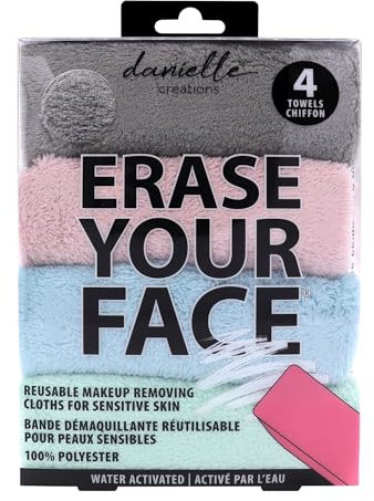 Danielle Creations Lot de 4 chiffons effaà§ables pour le visage Couleurs douces