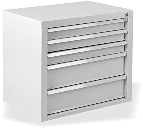 ADB Schubladenschrank Schrank Schubladen Werkzeugschrank 5SL mammut RAL7035, aus Metall, für die Werkstatt als Werkzeugschrank, Hergestellt in der EU | Werkzeugschrank aus Metall mit fünf Schubladen für die Werkstatt, hergestellt in der EU