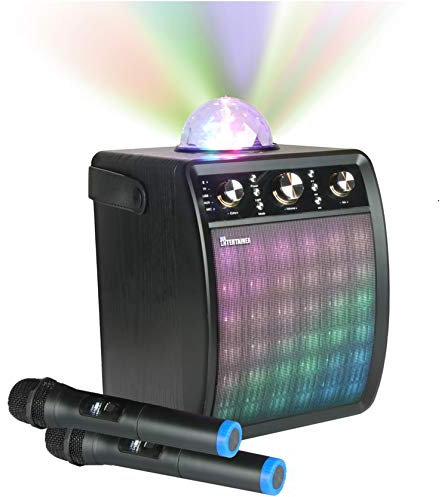 Portable Karaoke Machine & Speaker with Wireless Microphone & Disco Party Light. Mr Entertainer Moonbox (2 x Wireless Microphones)