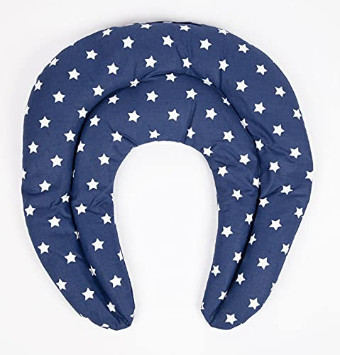 Giraffenland Coussin compartimenté Tour de Cou aux graines - Graines de groseilles - Coussin Thermique pour la Nuque (Design: Bleu étoilé)