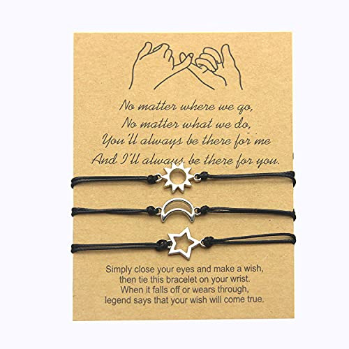 GUO 3 st vänskapsarmband långdistans vänskapspar armband löften lika armband för damer par bästa vänner mor dotter armband, L, Rostfritt stål Nylon