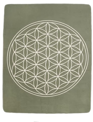 Yogabox Yogadecke Blume des Lebens 150 x 200 cm - regional hergestellt, ForestGreen/Natur