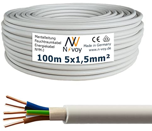 NYM-J 5x1,5 mm² 100m Mantelleitung Installationskabel Stromkabel nach DIN VDE 0250 M15