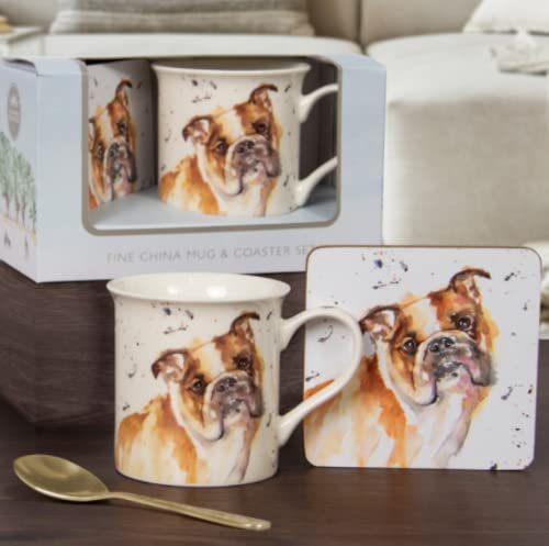 lesser and pavey LP34098 Ceramic Mug & Coaster | Bulldog design | Set of 2 Tableware, Rose