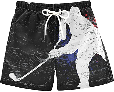 Aflyko Sport Boys' Board Shorts Hockey Player Cool Swim Trunk Girls Bathing Suit Little Kid Swimwear