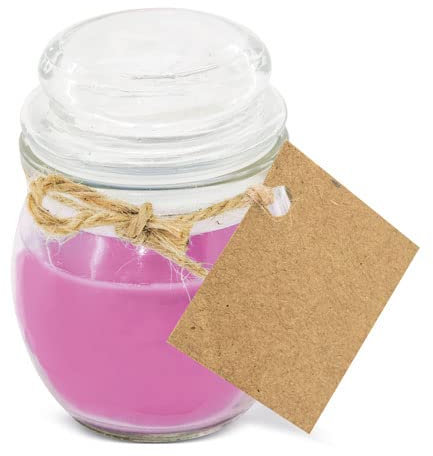 DISOK - Set 25 candele profumate in barattolo di vetro Candele da regalare per matrimoni, battesimi e comunioni, decorazione con candele. (Rosa)