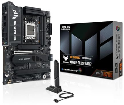 ASUS TUF GAMING X870E-PLUS WIFI7 AMD X870E Socket AM5 ATX (ASUS TUF GAMING X870E-PLUS WIFI7 - Motherboard - ATX - Socket AM5 - AMD X870E Chipset - USB4, USB-C 3.2 Gen 2x2, USB 3.2 Gen 2, USB 3.2 Gen