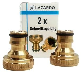 2 Set Messing Adapter Anschluss Gardena kompatibel 3/4 Garten Kupplung Schlauch (Innengewinde 3/4 Zoll) Gartenschlauch Wasserhahn-Anschluss